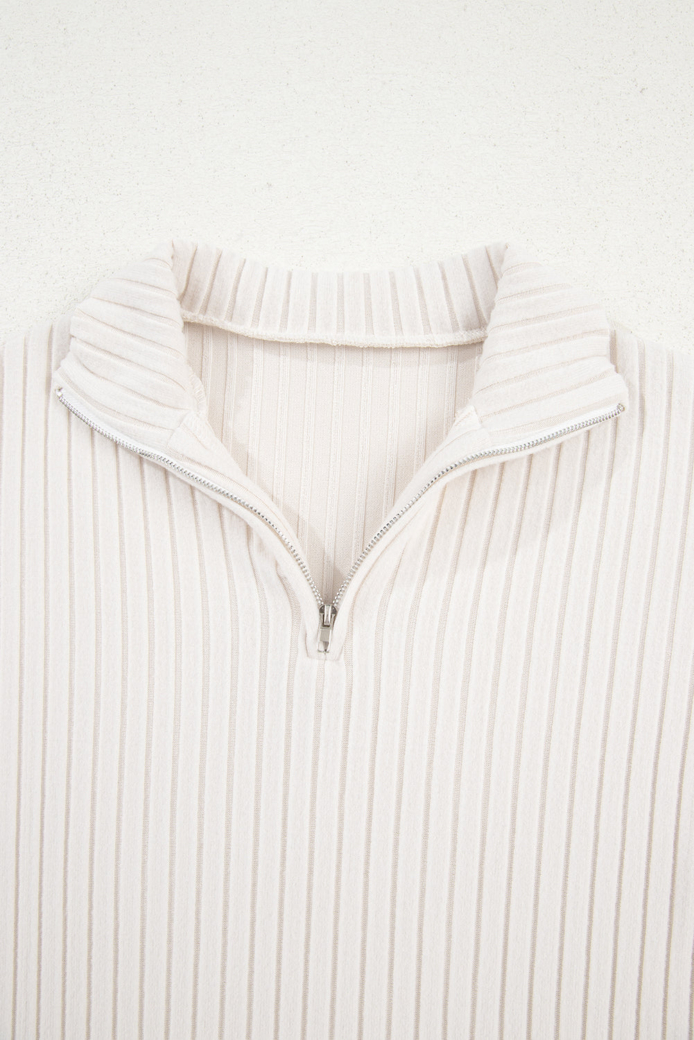 Zip Collar Ribbed Pullover Split Leg Lounge Pants Set