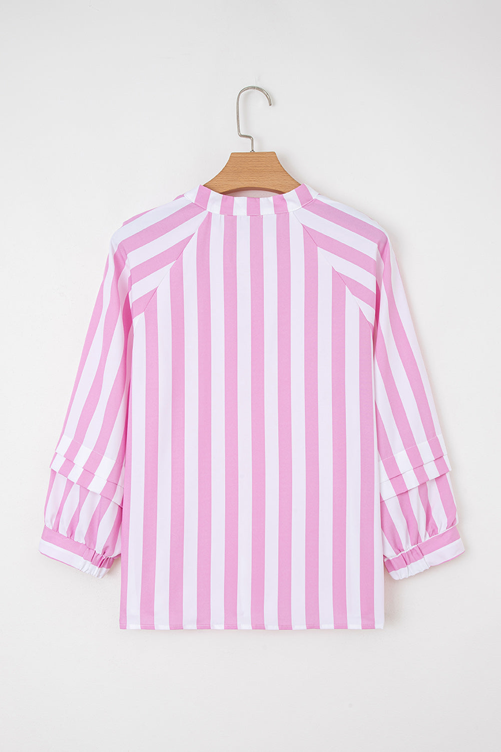 Split Neck Button Decor Front Puff Sleeve Blouse
