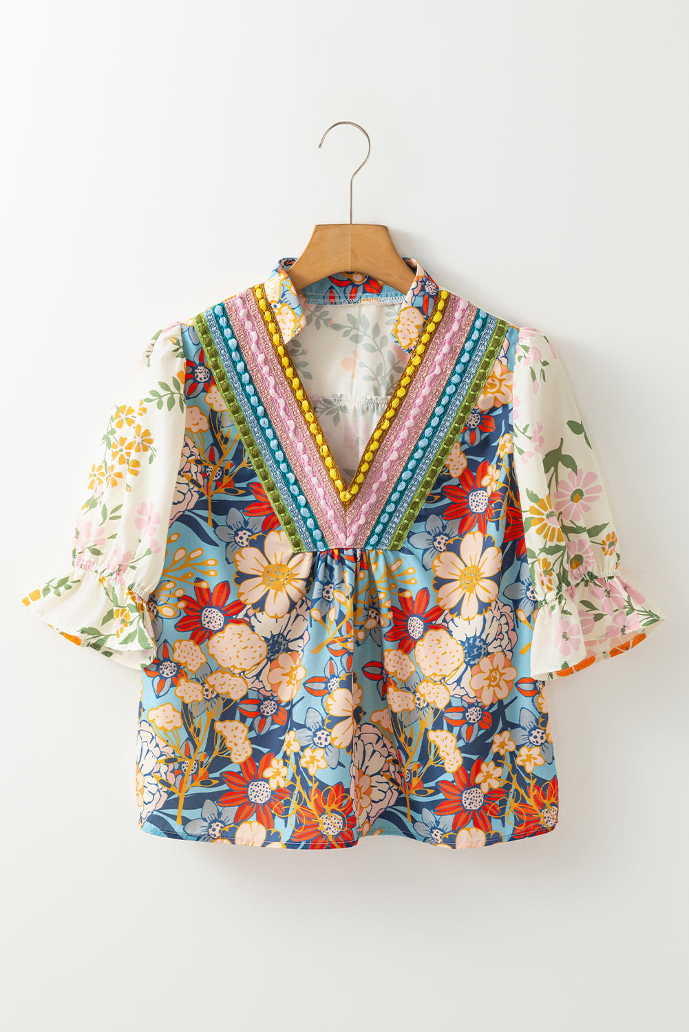 Boho Half Sleeve Floral Print Blouse