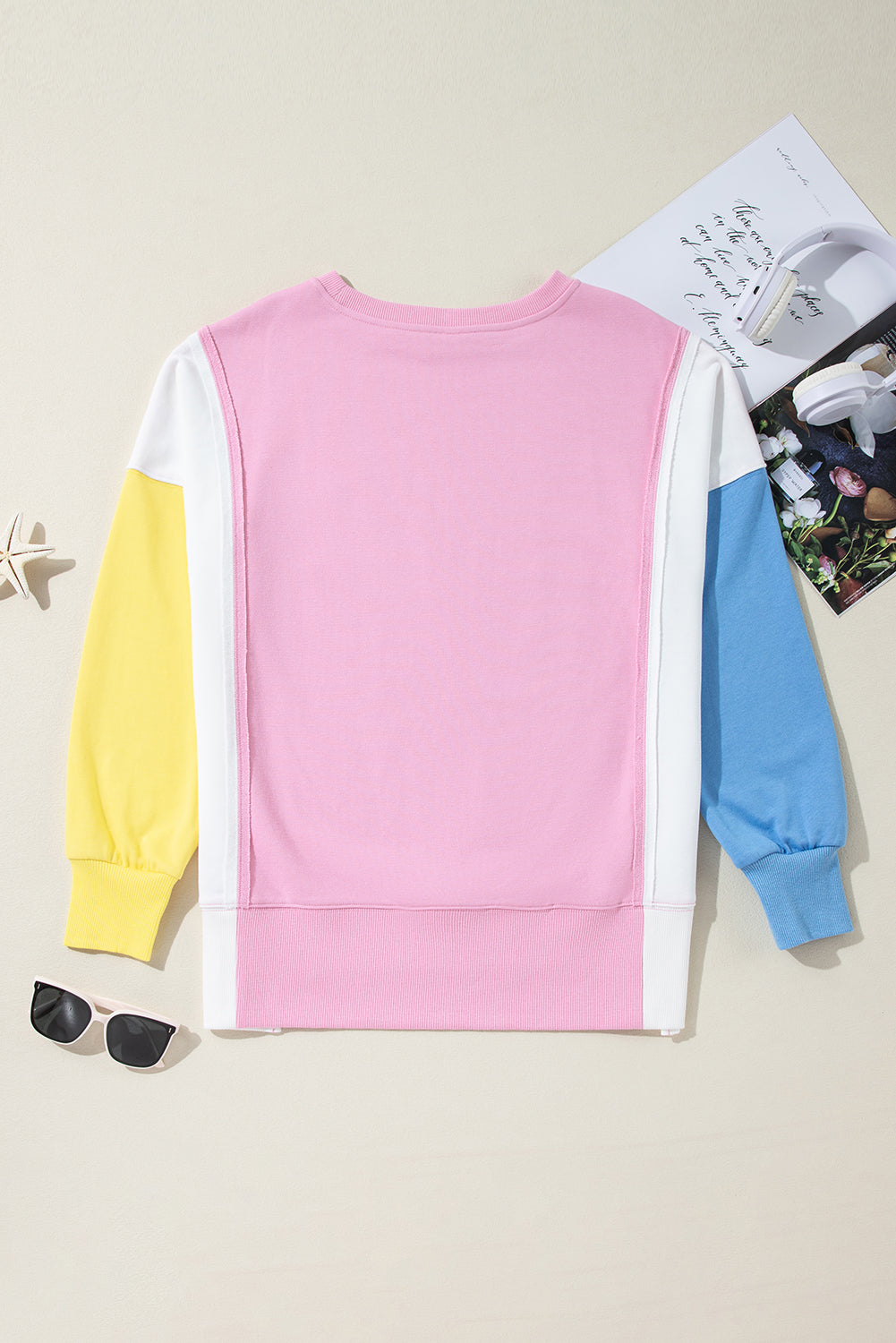 Color Block Patchwork Sequin Baseball Patched Sweatshirt