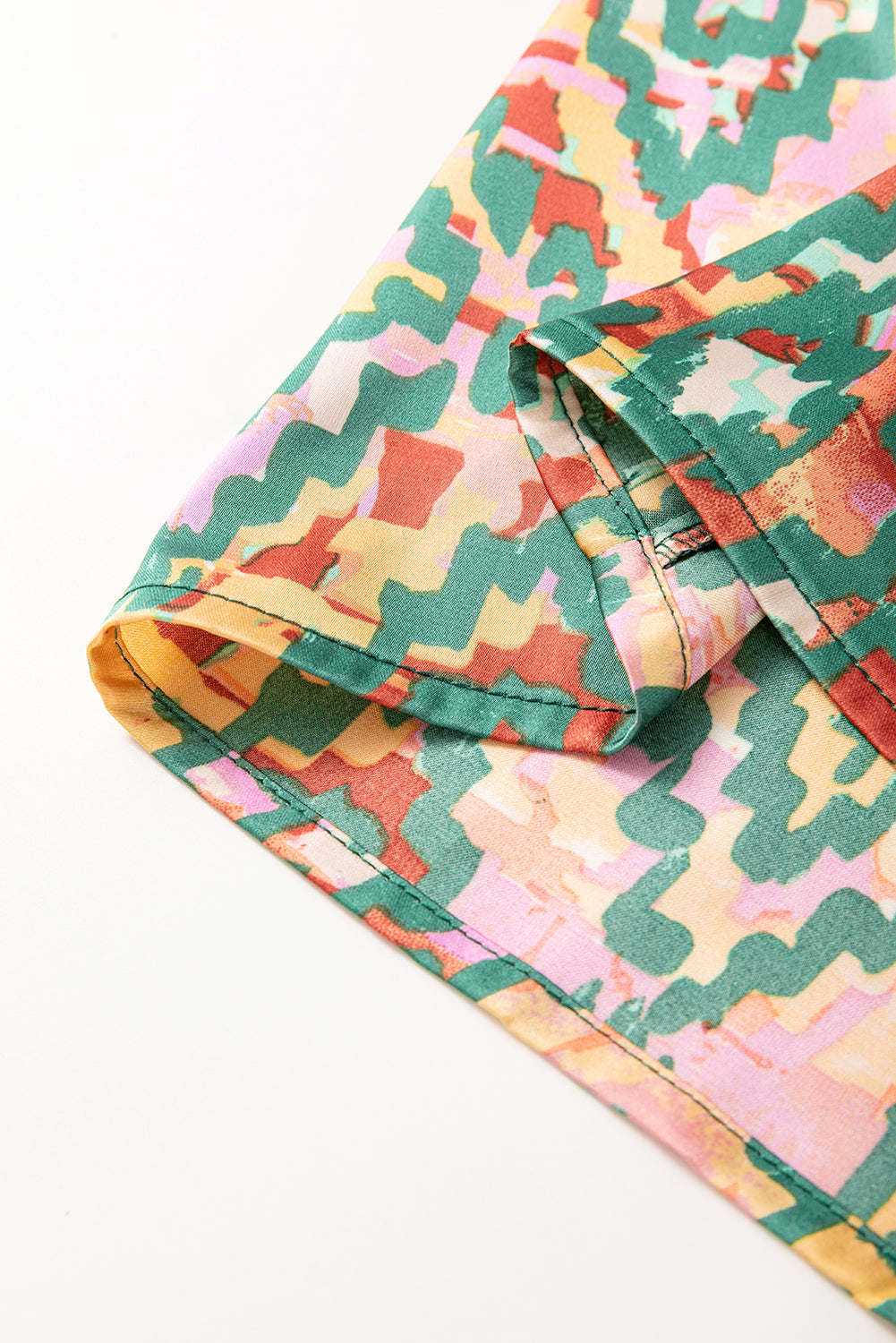 Abstract Print Half Sleeve Button up Loose Shirt