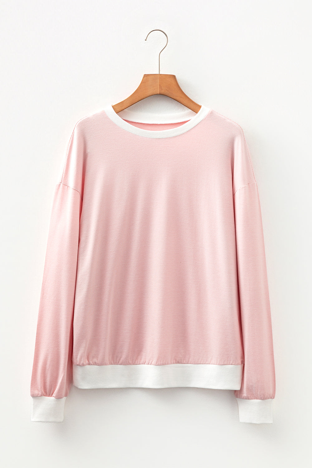 Stripe Contrast Edge Patchwork Long Sleeve Top