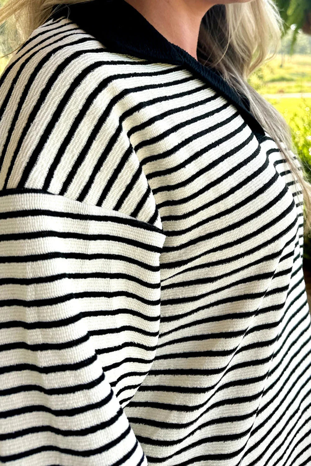 Stripe Collared Tee and Drawstring Shorts Set