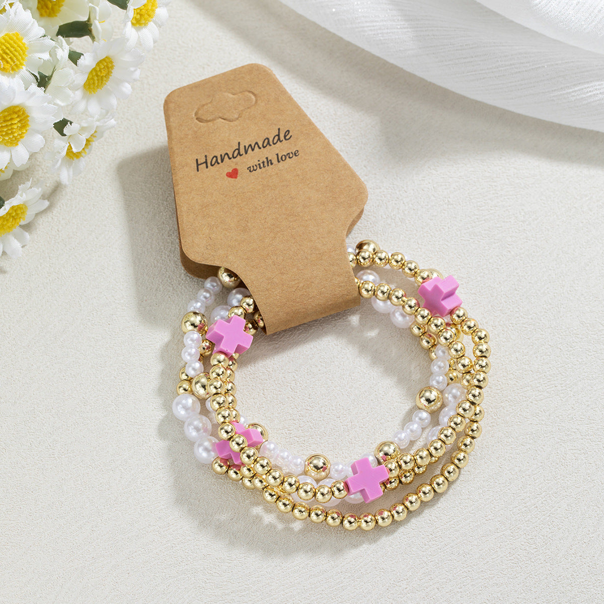 4-Piece Set Of Beaded Elastic Bracelets