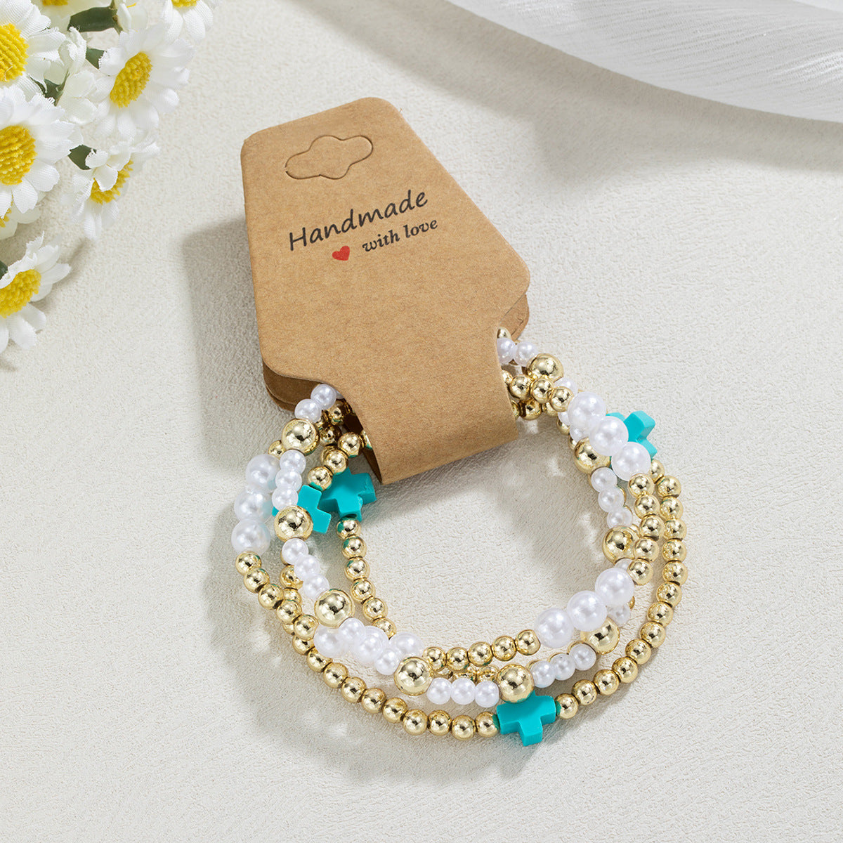 4-Piece Set Of Beaded Elastic Bracelets