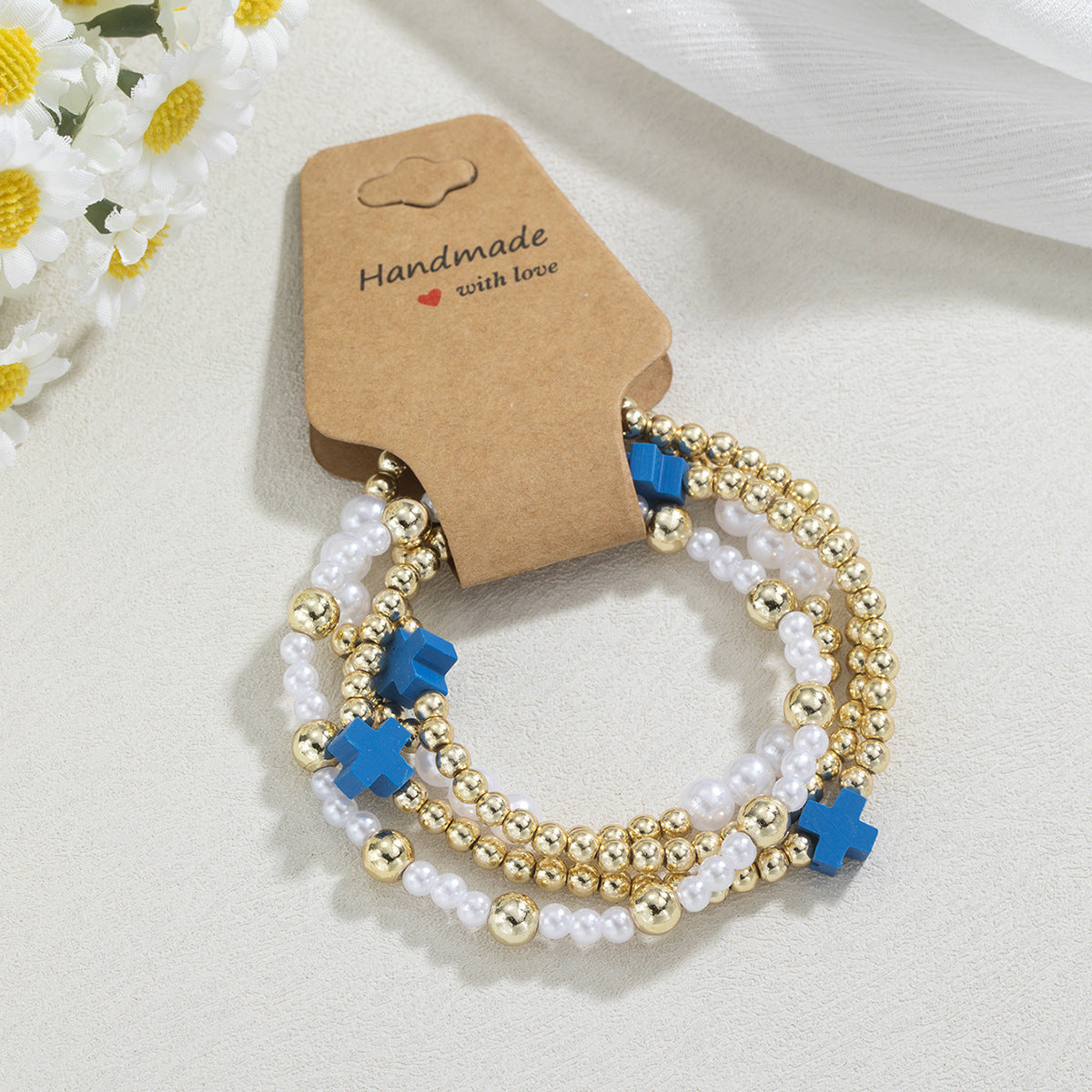 4-Piece Set Of Beaded Elastic Bracelets