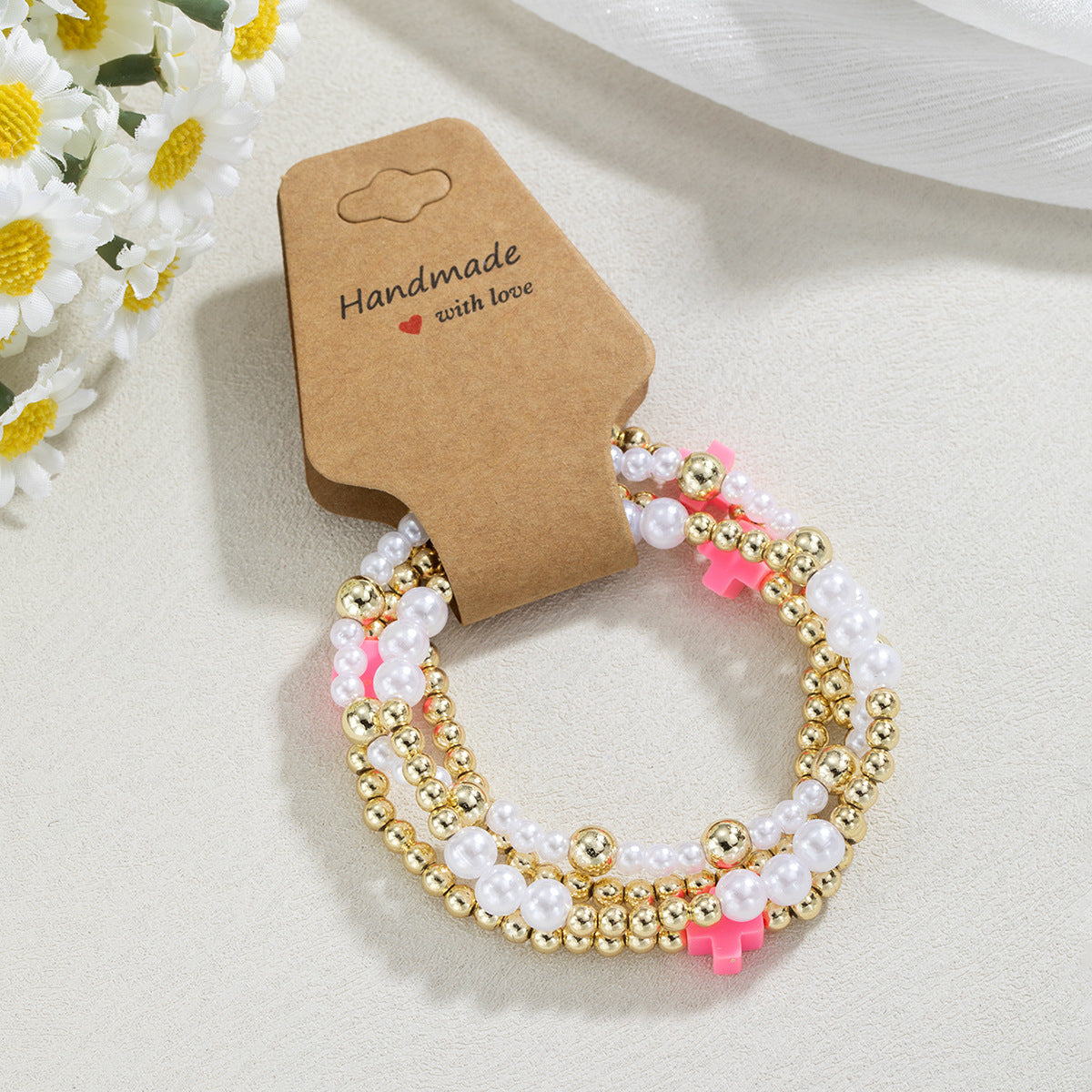 4-Piece Set Of Beaded Elastic Bracelets