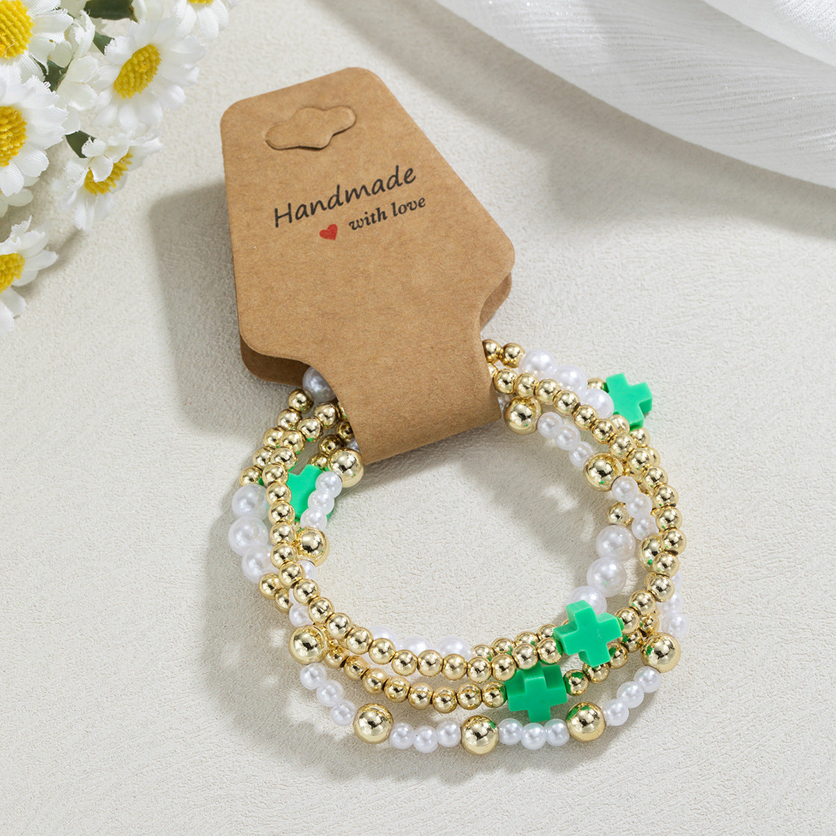 4-Piece Set Of Beaded Elastic Bracelets