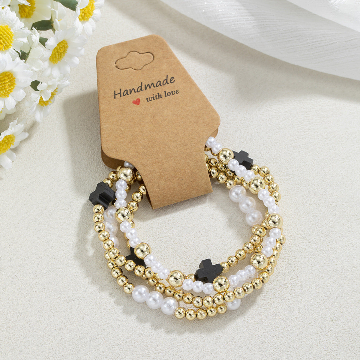4-Piece Set Of Beaded Elastic Bracelets