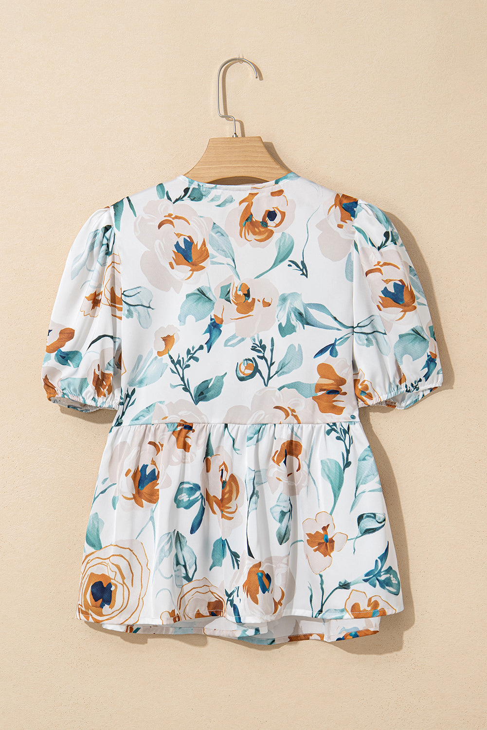 (Pre order 5.5)Floral Puff Sleeve Babydoll Blouse