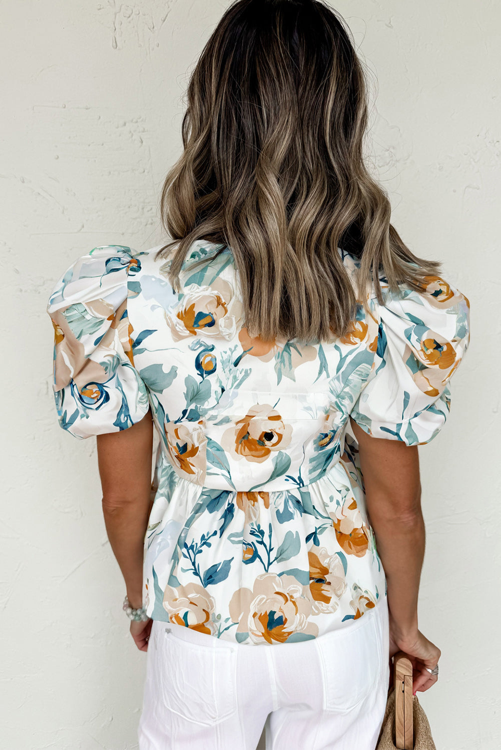 (Pre order 5.5)Floral Puff Sleeve Babydoll Blouse