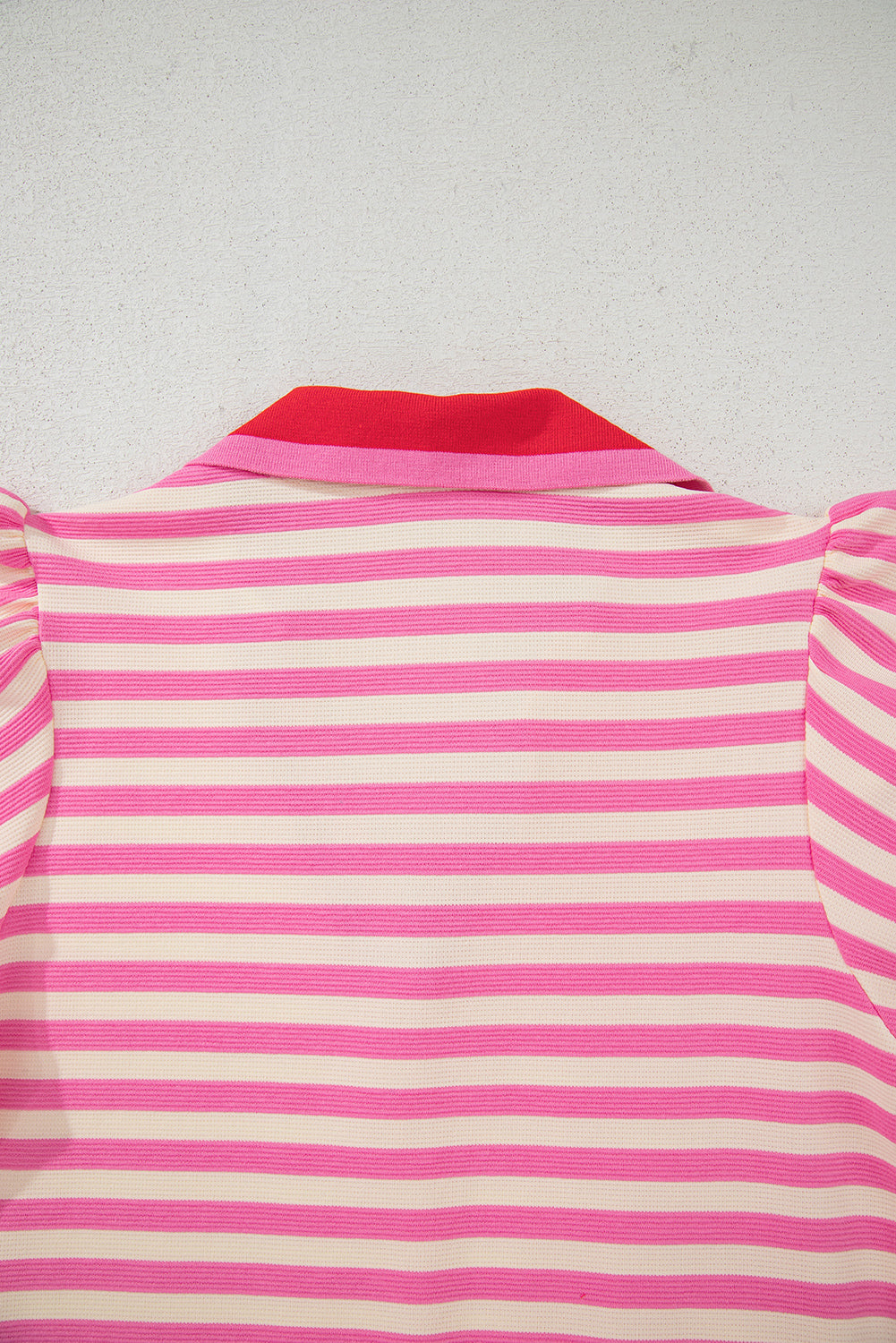 Green Stripe Print Contrast Collar Split Neck Flutter Sleeve Short Dress