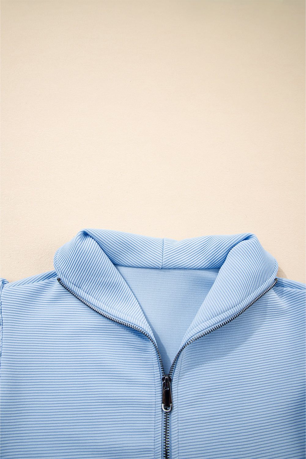 Textured Ruffled Sleeve Zipped Set