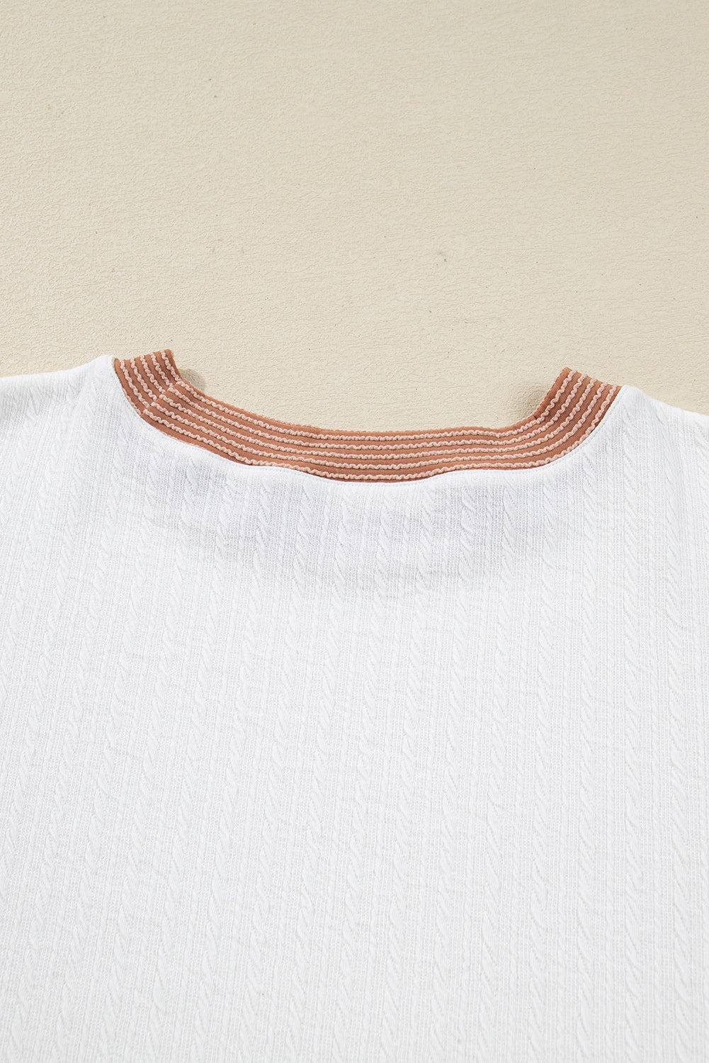 Cable Texture Ribbed Color Block Plus Size Knit Top
