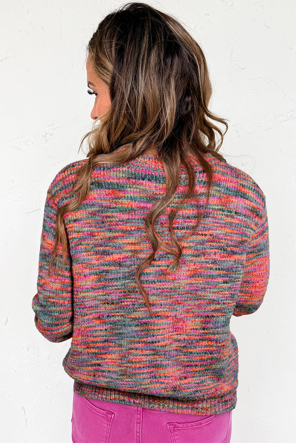 Space Dye Yarn Crew Neck Sweater