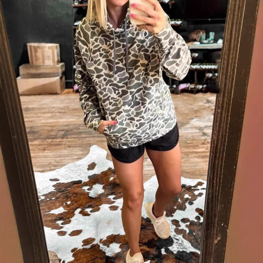 Autumn and Winter Leopard Print Long-sleeved Women's Sweatshirt