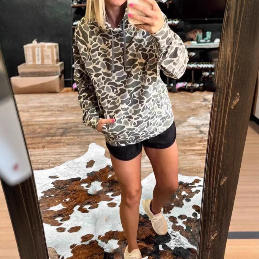 Autumn and Winter Leopard Print Long-sleeved Women's Sweatshirt