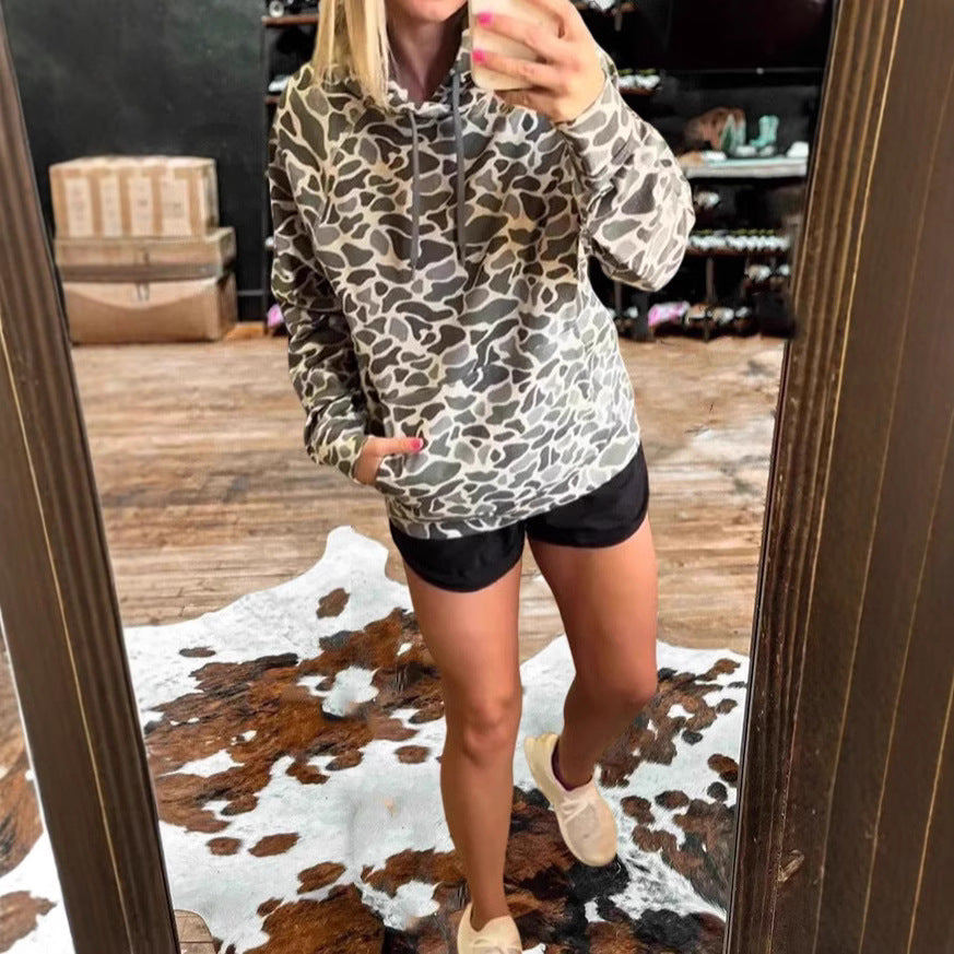 Autumn and Winter Leopard Print Long-sleeved Women's Sweatshirt