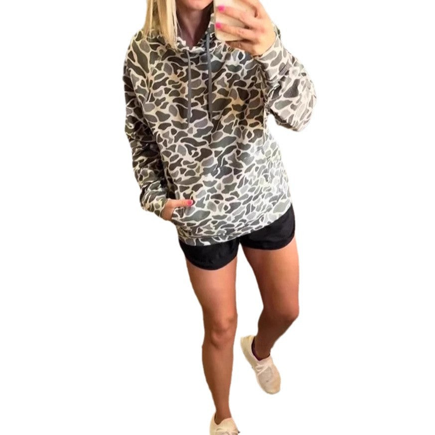 Autumn and Winter Leopard Print Long-sleeved Women's Sweatshirt