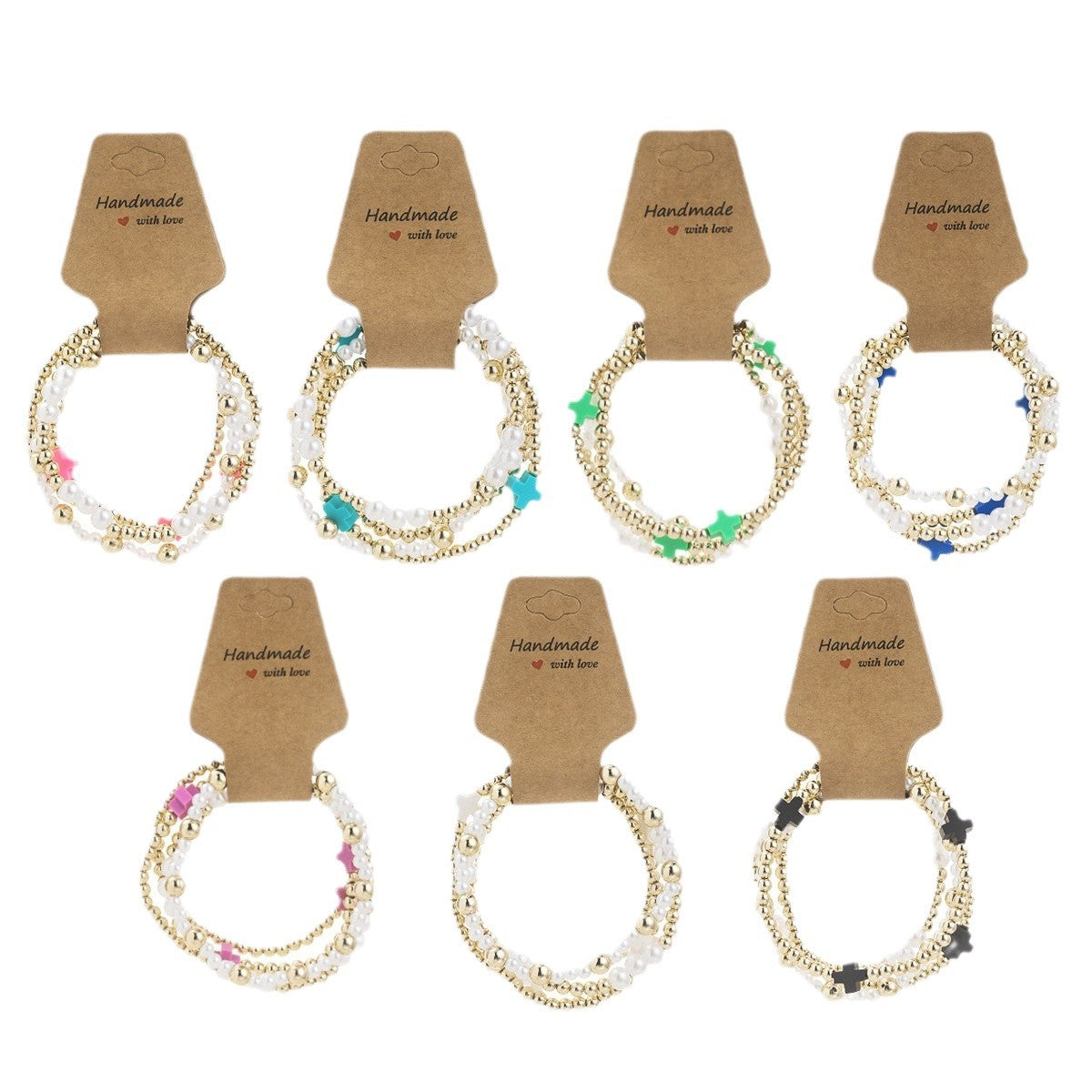 4-Piece Set Of Beaded Elastic Bracelets